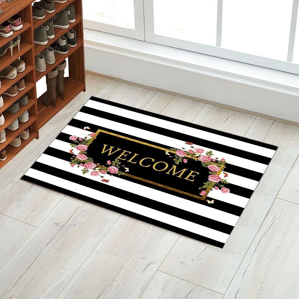 Amazon.com: DAYLIPILLOW Black and White Stripe Flower Paited